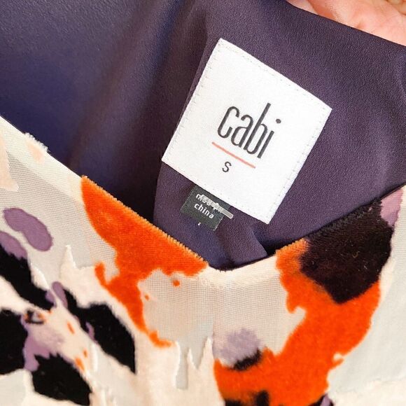 Cabi Radiant Velvet Burnout Slip Dress Women’s Small Style# 3514 Orange Purple - Picture 9 of 11